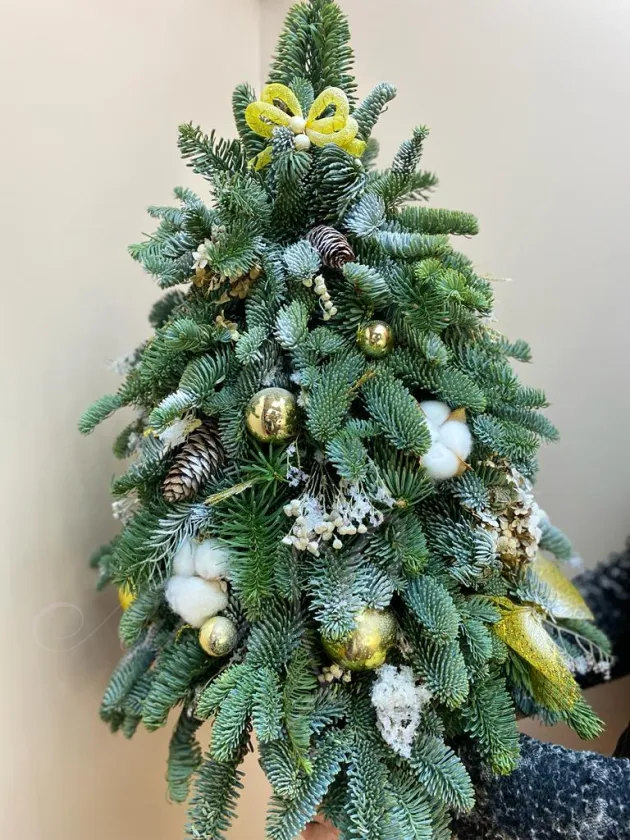 Елочка натуральная золото-серебро 60 см