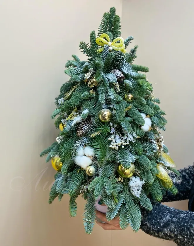 Елочка натуральная золото-серебро 60 см