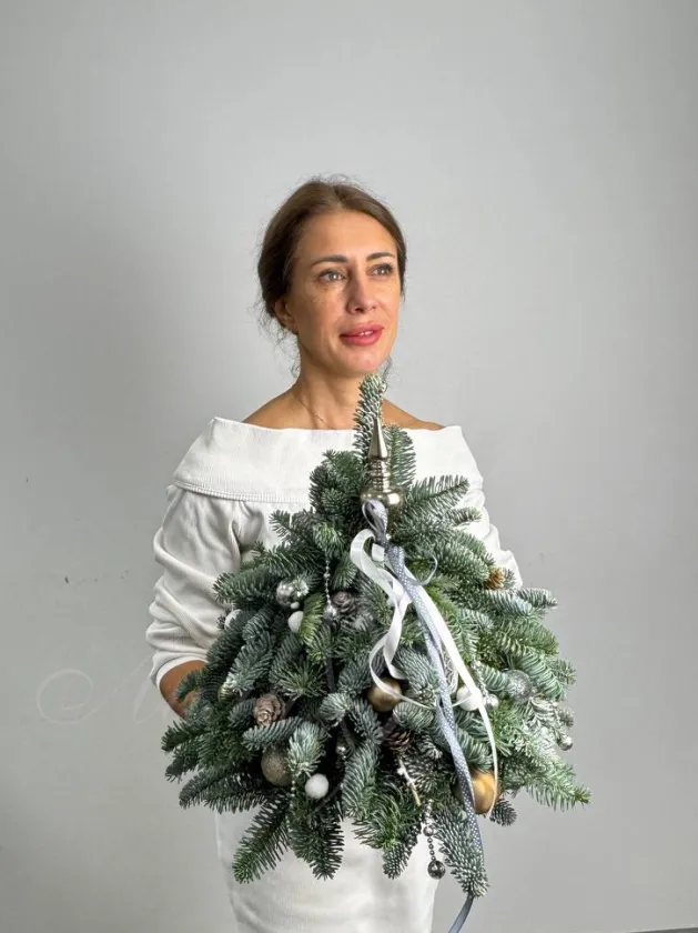 Ёлочка из натурального нобилиса «Снежинки»