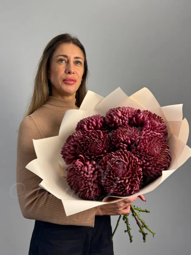 Букет из хризантем «Шоколадный латте»