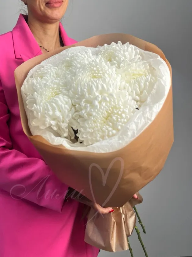 Букет из хризантем «Белоснежность»