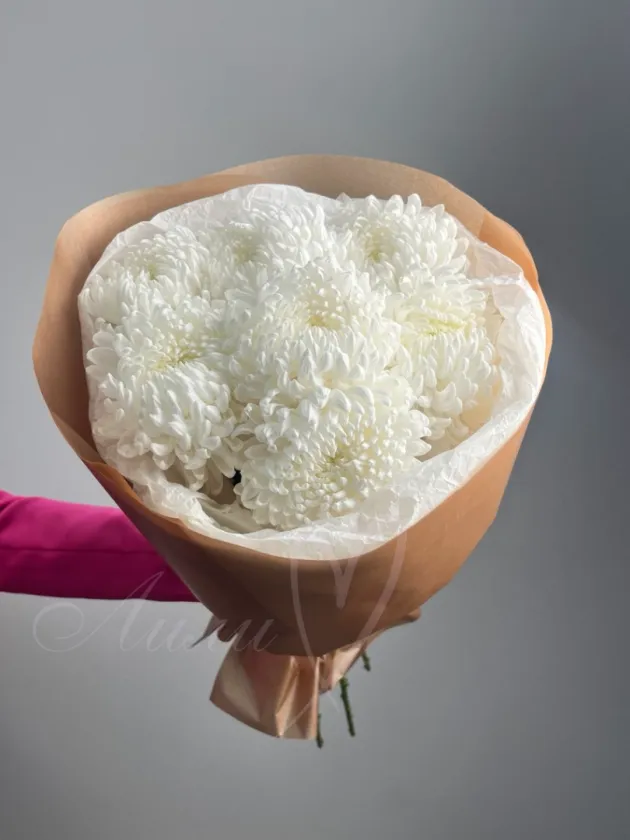 Букет из хризантем «Белоснежность»