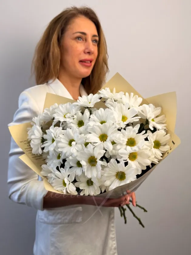 Букет из хризантемы «Белоснежный»
